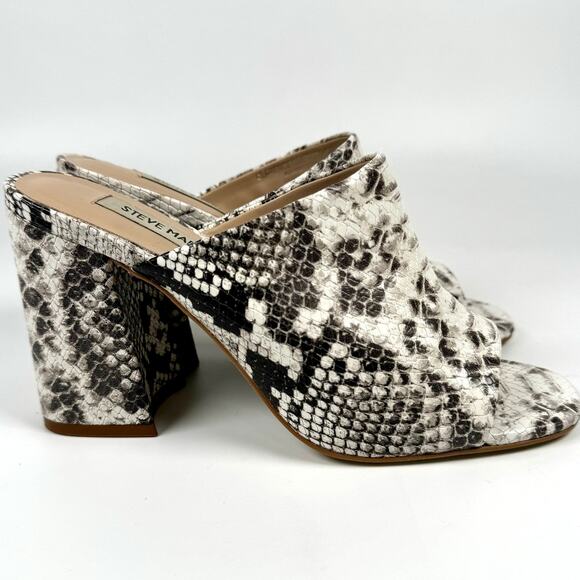 Steve Madden Women's Mules Block Heel Esmeralda Clarence Snakeskin Size 6M - Picture 3 of 10